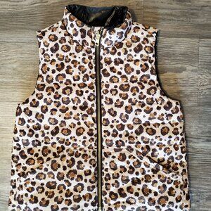 Crewcuts Girls M Leopard Print Puffy Vest